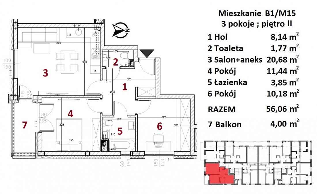 Nowe mieszkania - Rzeszów - Drabinianka - 56,06m2 - 1 Rzeszów - zdjęcie 6