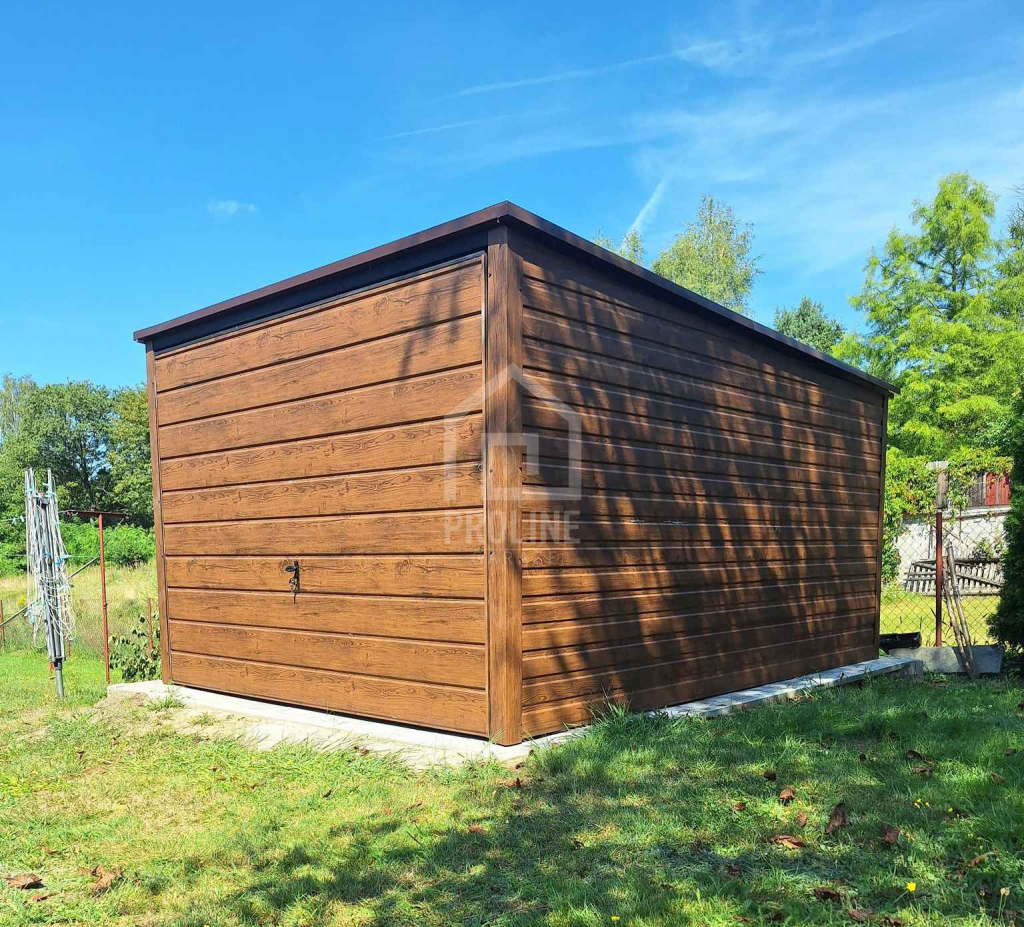 Garaż blaszany 3x4 Brama uchylna - drewnopodobny - Spad w tył PLG124 Gdańsk - zdjęcie 2