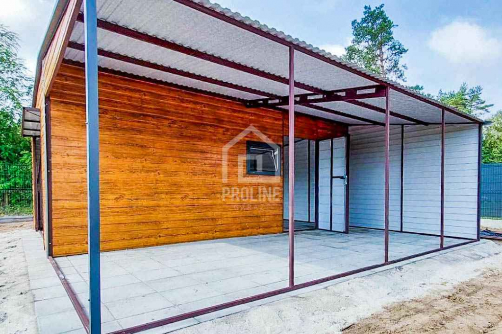 Garaż Blaszany 4x6m + Wiata 4x6m Brama Uchylna Okno Drzwi -dach PLG141 Braniewo - zdjęcie 2
