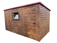 Domek ogrodowy 4x2 m - 2x drzwi - okno - ciemny orzech dach  ID1281