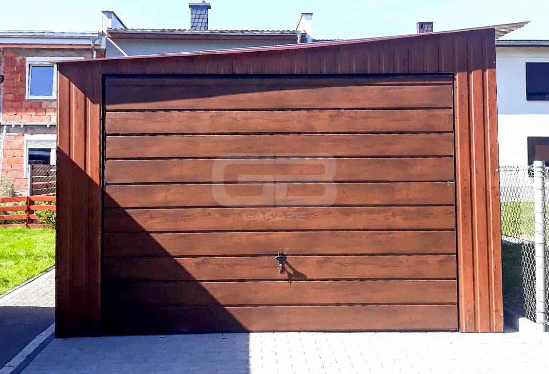 Garaż blaszany 3,5x5 Brama uchylna - kolor drewnopodobny  GB131 Chodzież - zdjęcie 2
