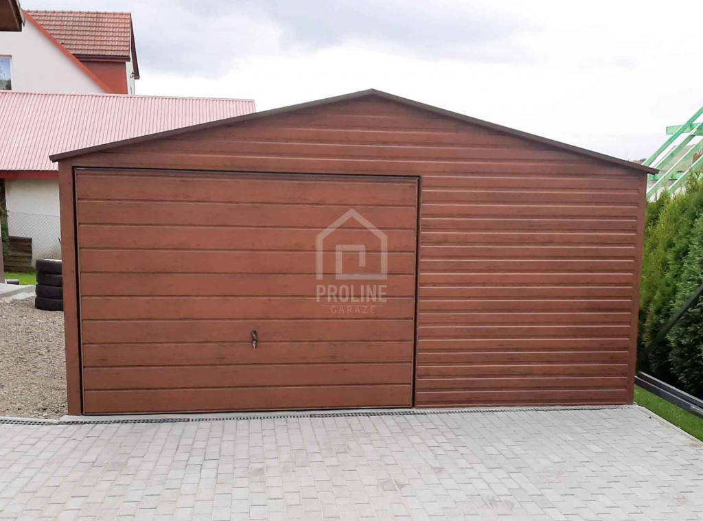 Garaż blaszany 5x5 Brama uchylna drewnopodobny Dach dwuspadowy PLG117 Brzesko - zdjęcie 3