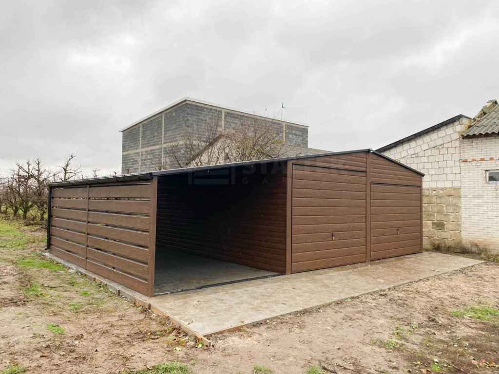 Garaż blaszany 6x6m wiata 3m 2x Brama  drewnopodobny Dach rynny ST192 Nowy Sącz - zdjęcie 3