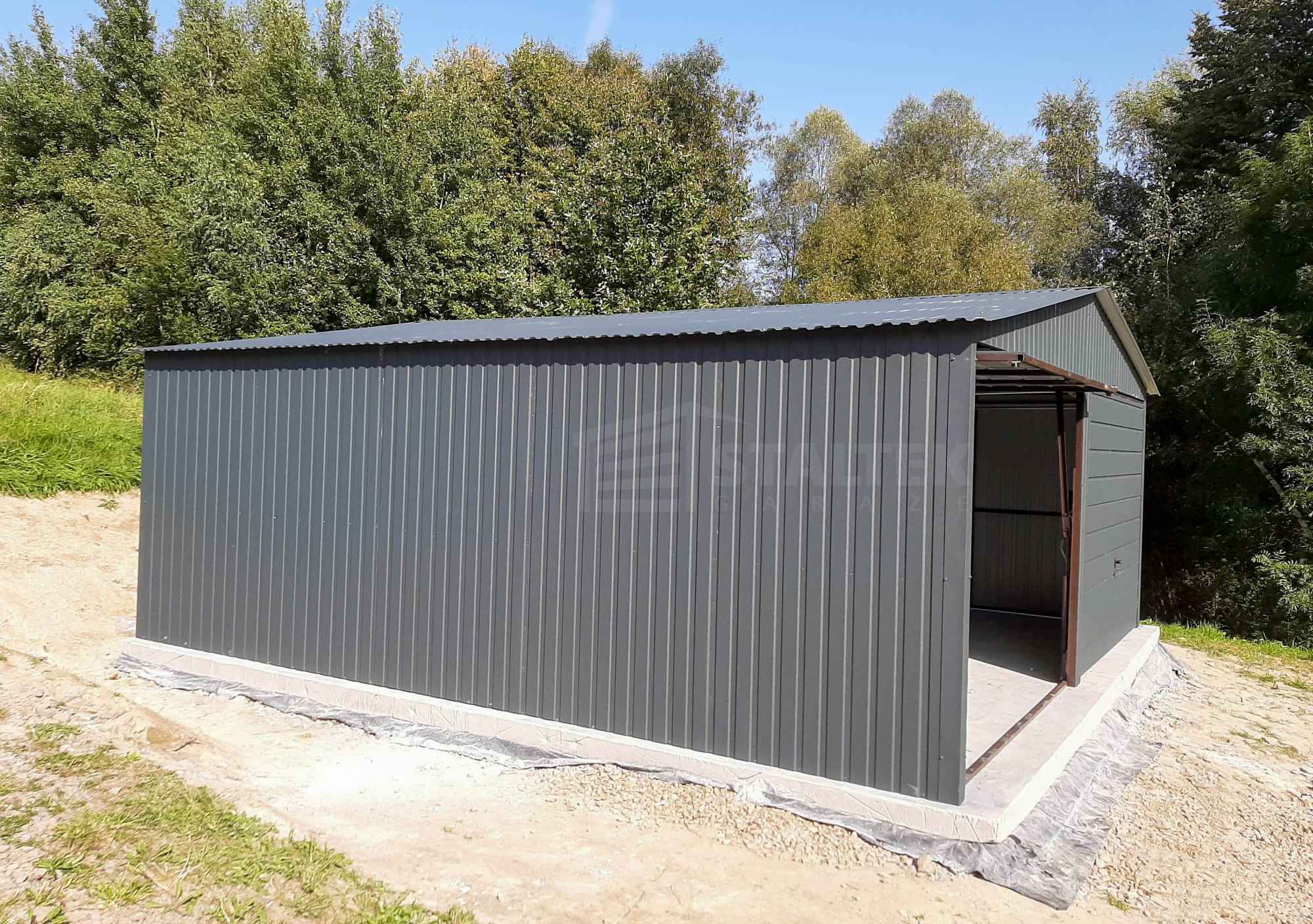 Garaż blaszany 6x5,8 2x Brama uchylna Antracyt Dach dwuspadowy ST116 Czersk - zdjęcie 3