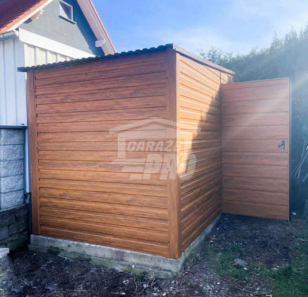 Domek Ogrodowy Schowek 3x2 Drzwi Jasny Orzech  Dach spad w lewo GP276 Dobre Miasto - zdjęcie 2