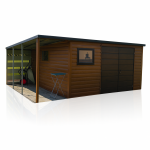 Domek Ogrodowy 4x4 z wiatą Złoty Dąb + Ciemny Orzech MONTAŻ GRATIS Trąbki - zdjęcie 2