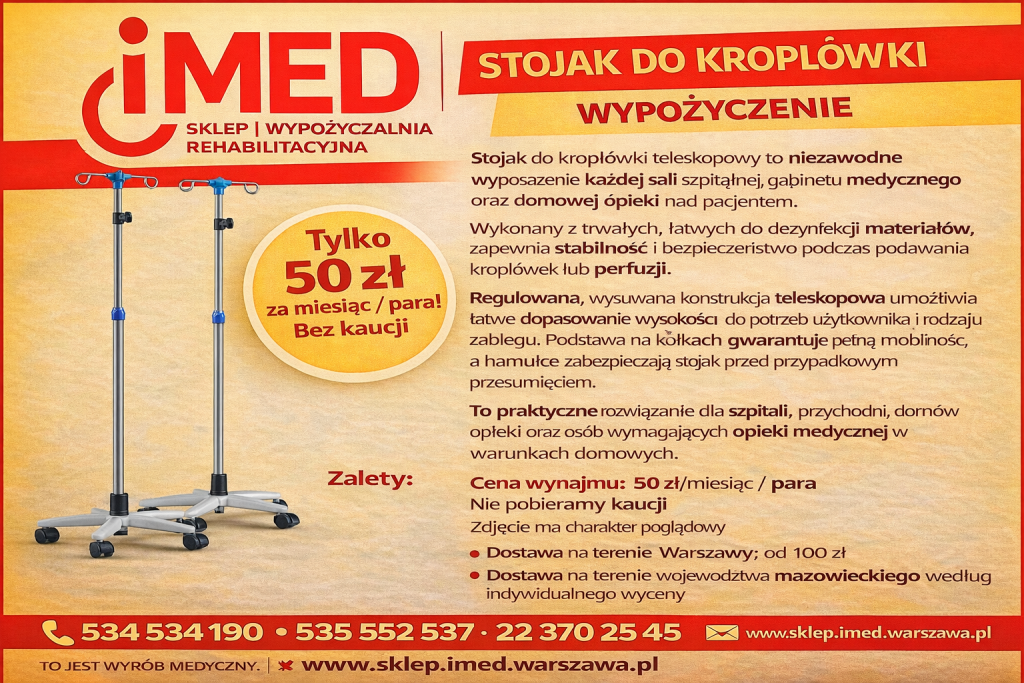 Stojak do kroplowki wynajem Warszawa IMED Bemowo - zdjęcie 1