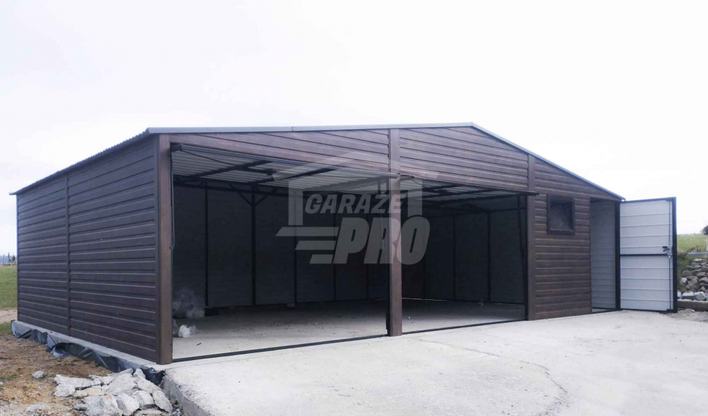 Garaż blaszany 9x6 - 2x Brama uchylna  Ciemny orzech Antracyt GP280 Gdynia - zdjęcie 6