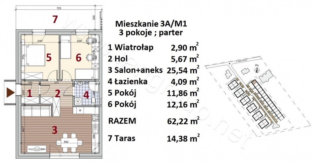 Nowe mieszkanie - 61,91m2 - Rzeszów - Załęże - 1631/M Rzeszów - zdjęcie 2