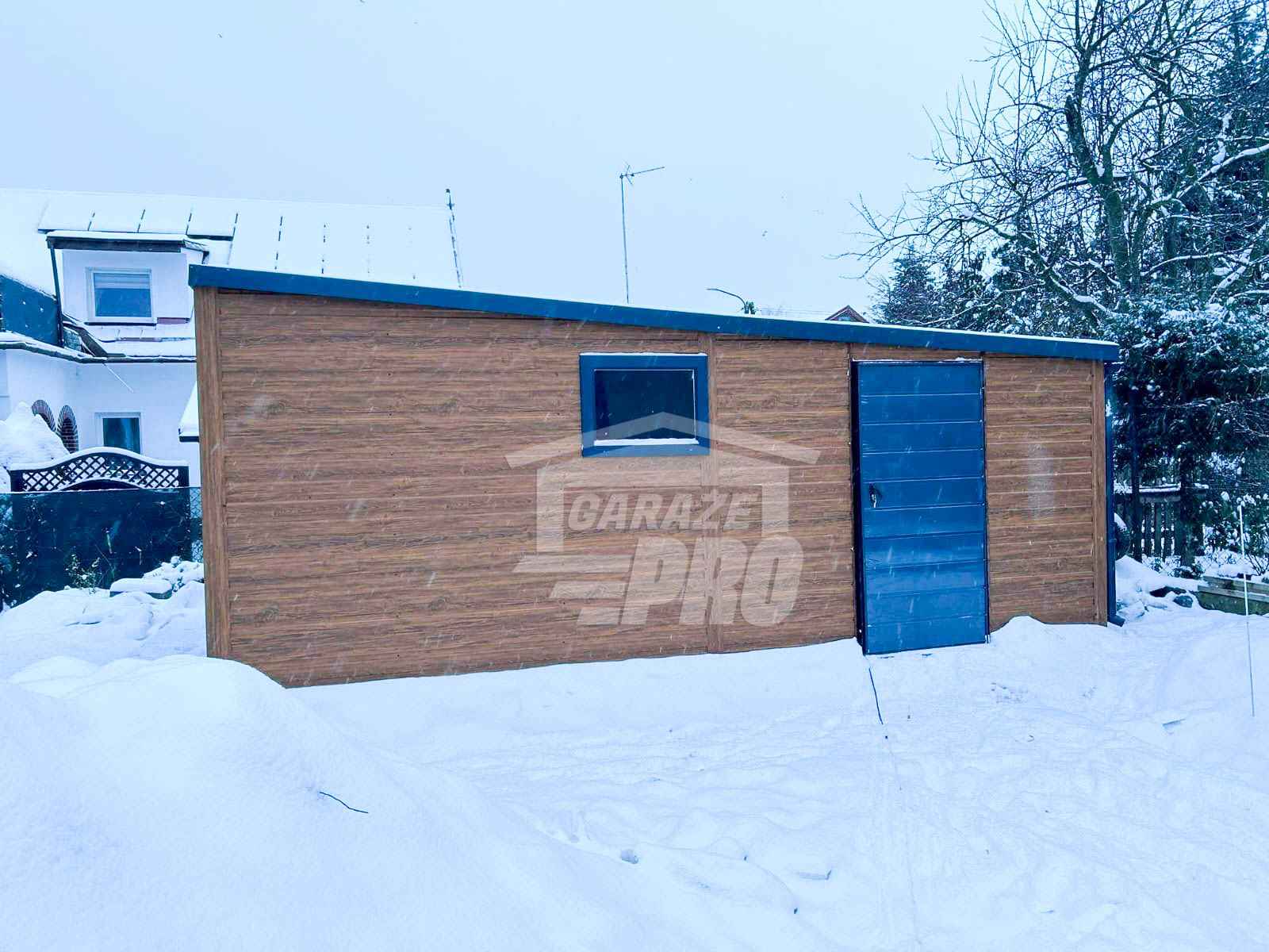 Garaż Blaszany 4x6 Brama uchylna drzwi - Antracyt  drewnopodobny GP255 Dąbrowa Górnicza - zdjęcie 5