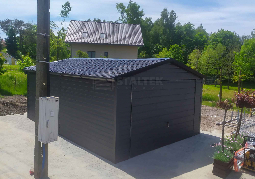 Garaż blaszany 4x6m - Blachodachówka - Brama uchylna  rynny dach ST168 Kalwaria Zebrzydowska - zdjęcie 3