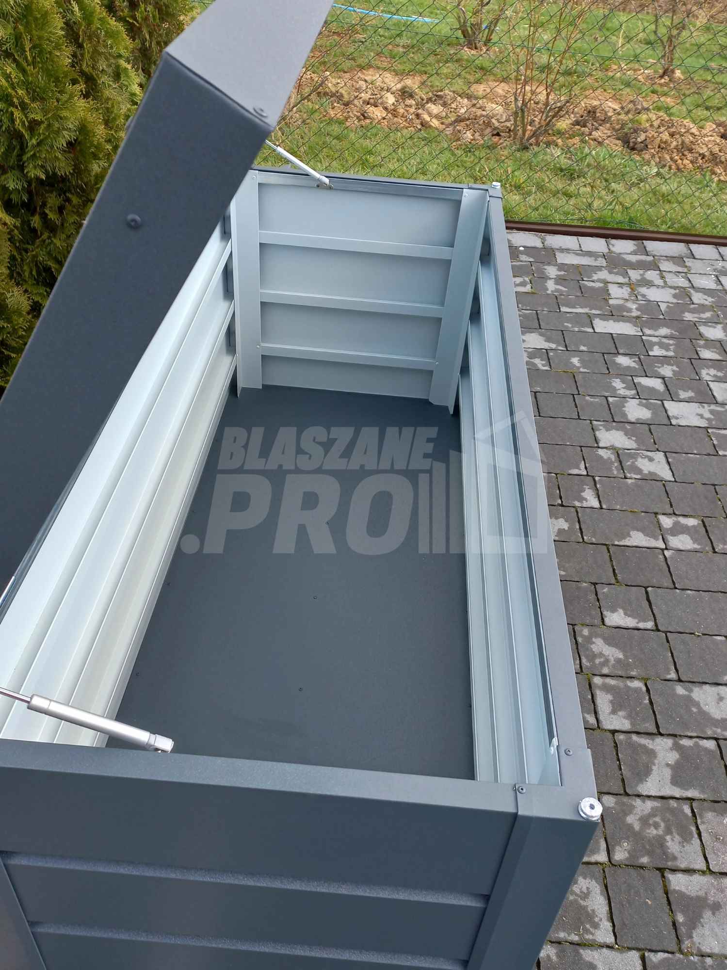 Skrzynia ogrodowa metalowa kufer 150x60x70cm  antracyt GP350 Toruń - zdjęcie 9