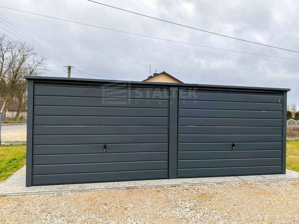 Garaż blaszany 6x6m - Brama uchylna - Antracyt Dach spad w tył ST178 Świnoujście - zdjęcie 2