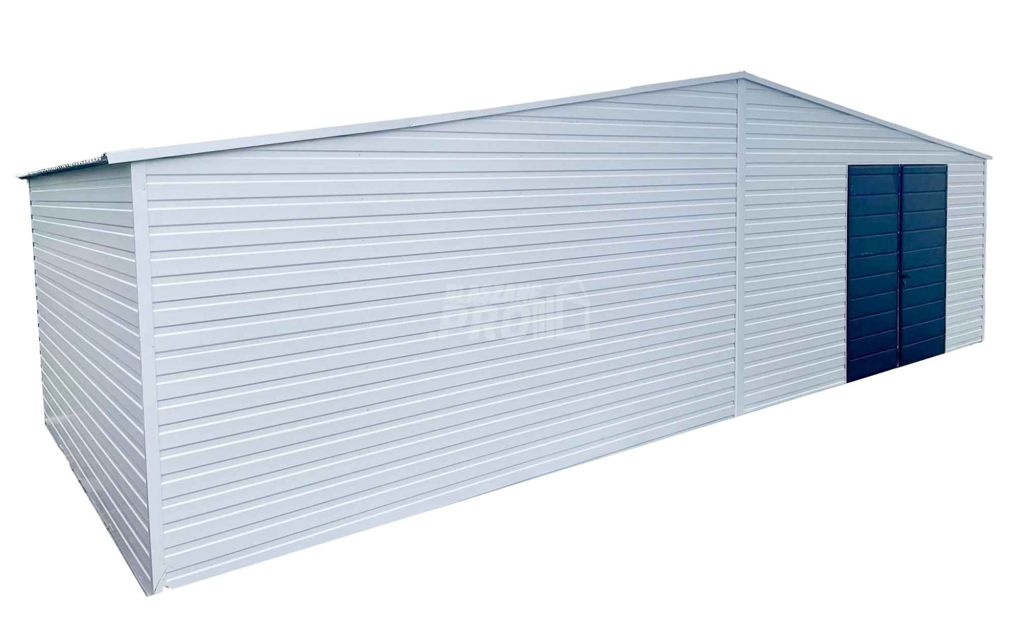 Garaż blaszany 8x4 drzwi  Biały + Antracyt  Dach dwuspadowy GP131 Wisła - zdjęcie 1