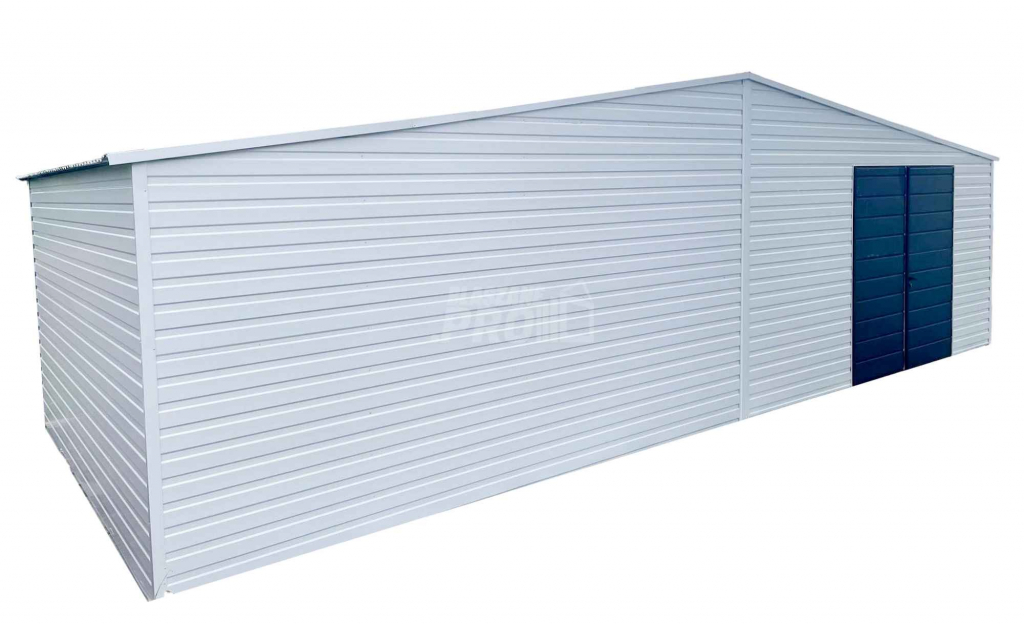 Garaż blaszany 8x4 drzwi  Biały + Antracyt  Dach dwuspadowy GP131 Wisła - zdjęcie 1