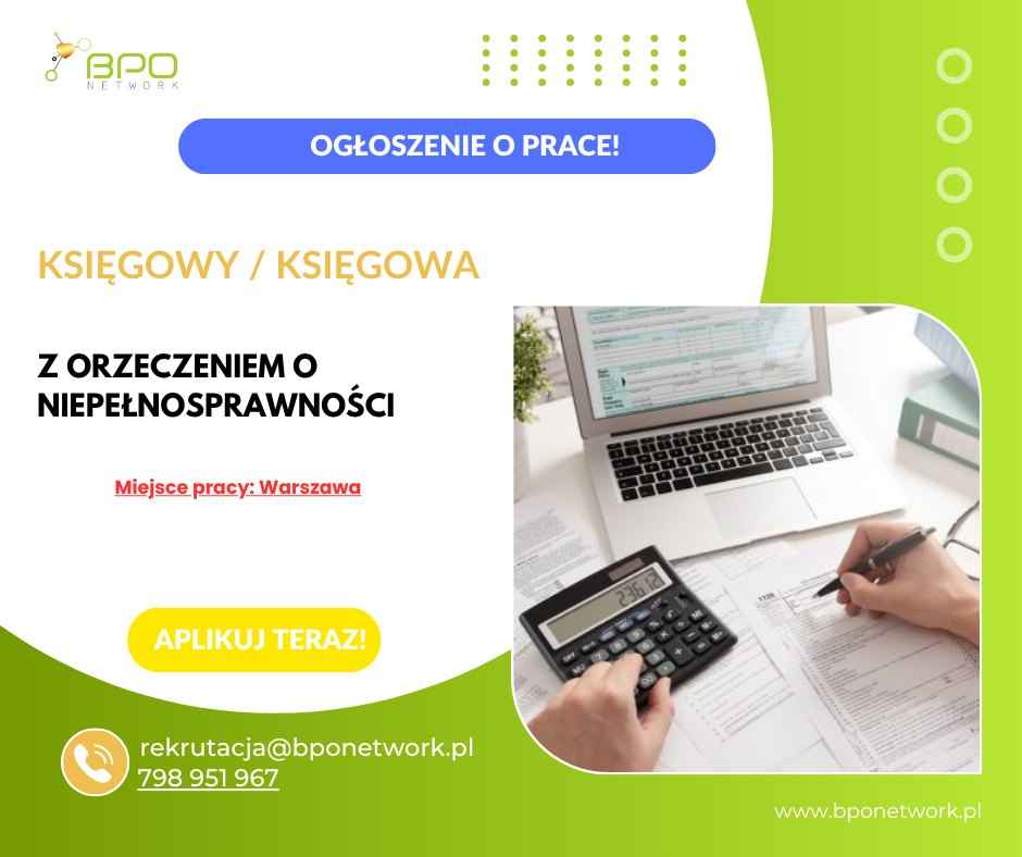Księgowy/Księgowa z orzeczeniem o niepełnosprawności- Warszawa Śródmieście - zdjęcie 1