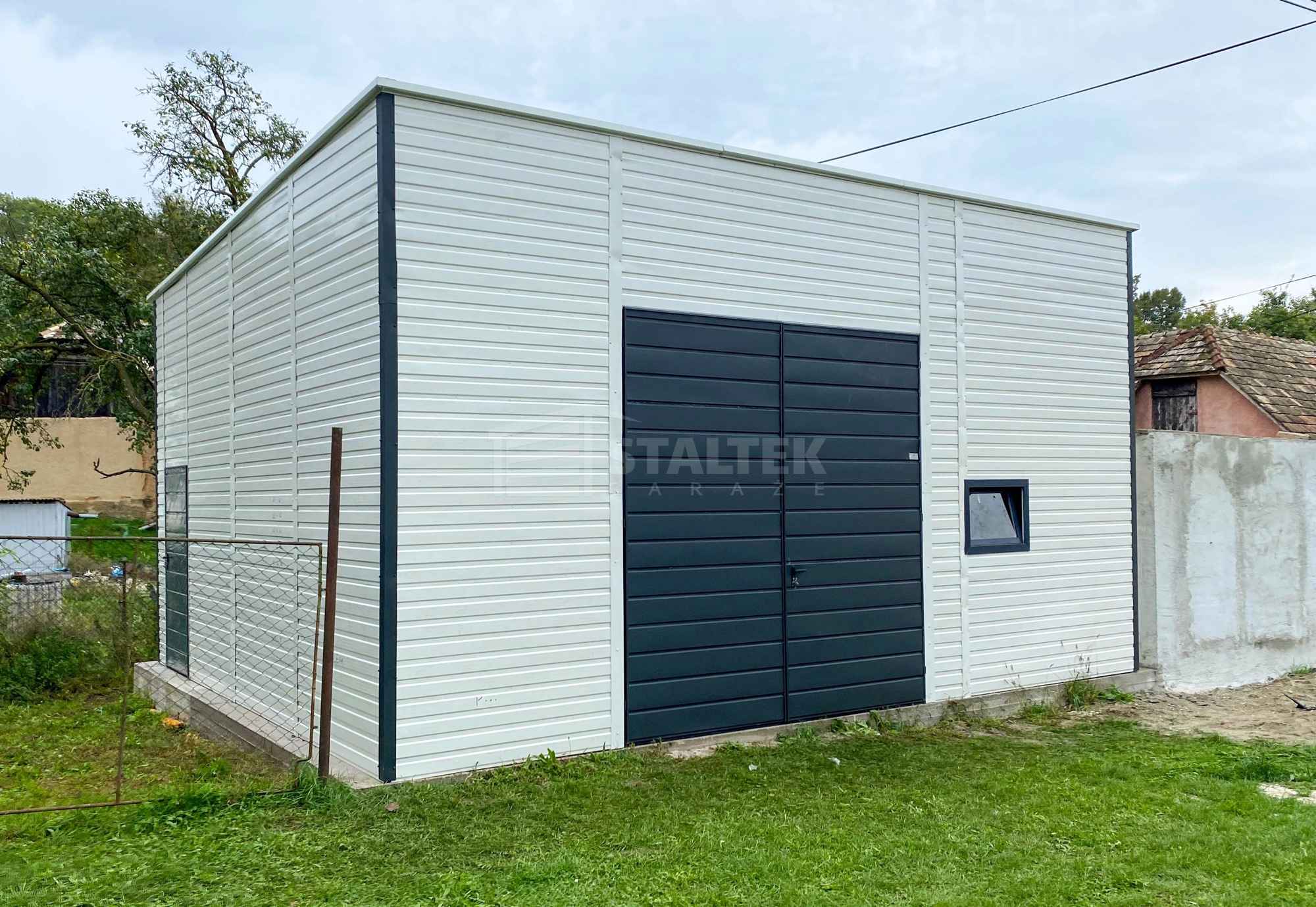 Hala Garaż blaszany 6x6 – brama – okno – drzwi - biały – dach ST235 Turek - zdjęcie 3