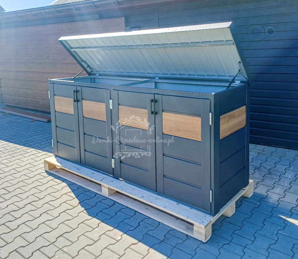 Zabudowa koszy na śmieci wiata  235x65x110 cm 4x120L antracyt  ID870 Gniezno - zdjęcie 2