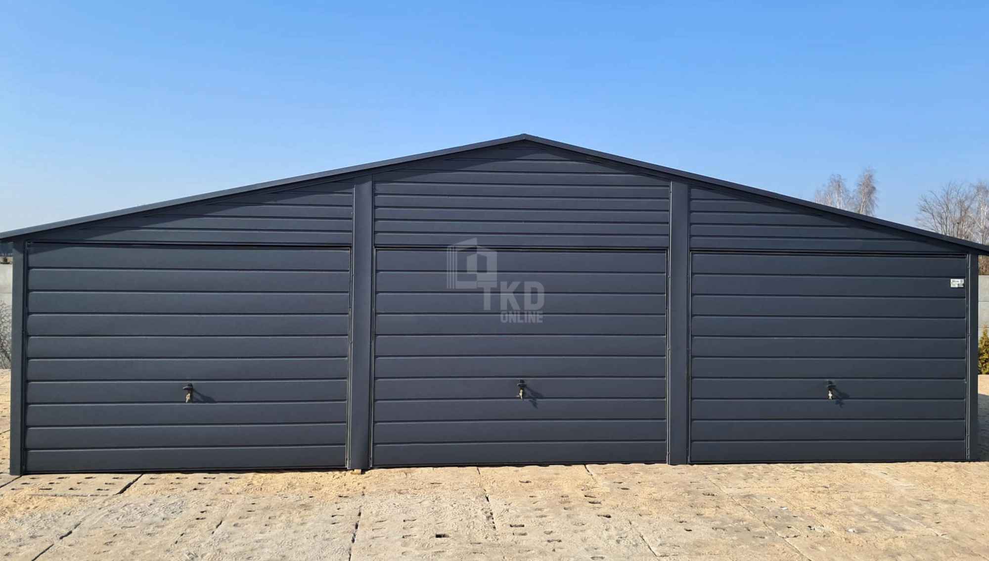 Garaż blaszany 9x6m 3x Brama uchylna okno rynny dach dwuspadowy TKD254 Szczecin - zdjęcie 2
