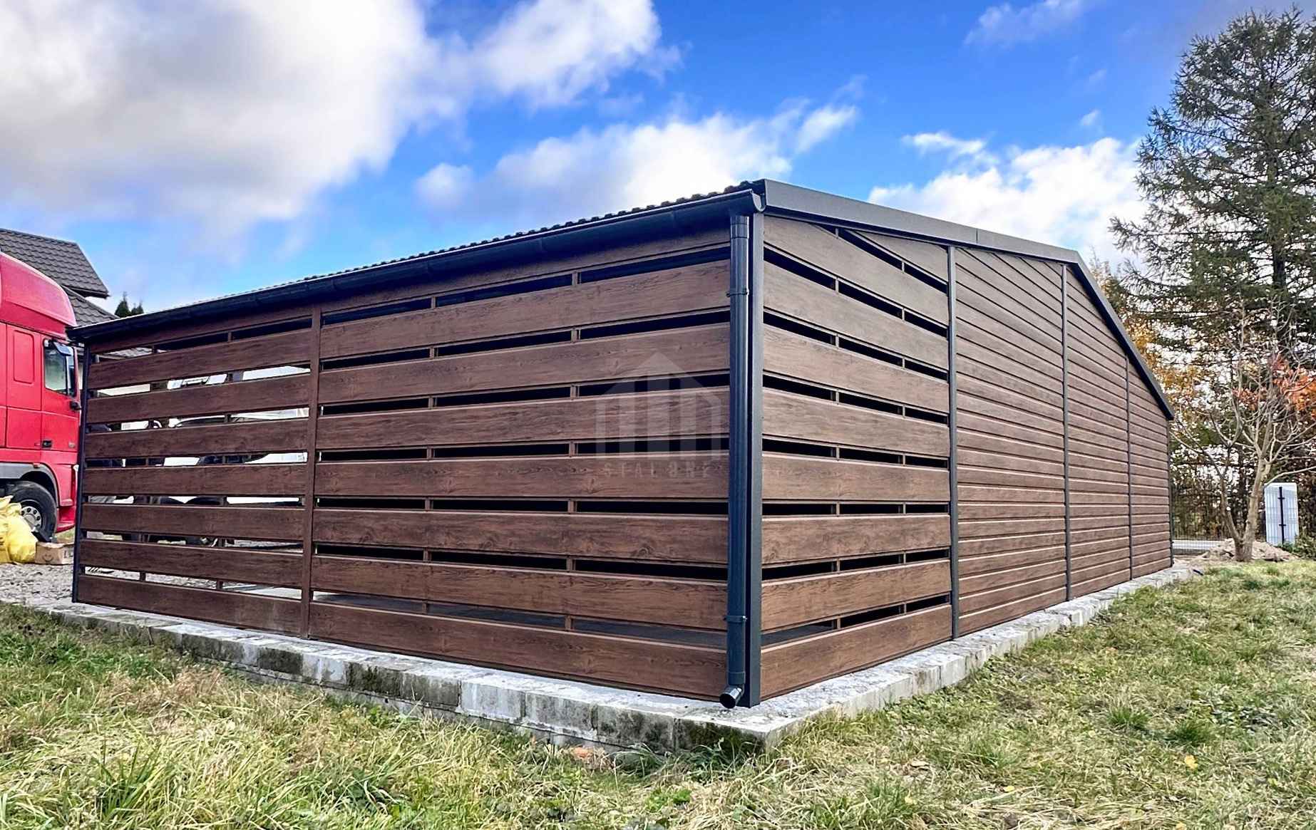 Garaż blaszany 9x6m + wiata 3x6m 2 x brama drzwi okno dach rynny SO176 Kętrzyn - zdjęcie 2