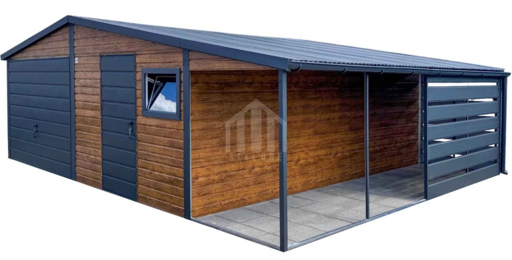 Garaż blaszany 6,5x6m + wiata 2,5m - brama drzwi okno rynny SO121 Tarnów - zdjęcie 1