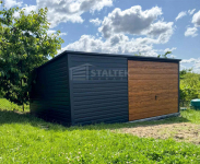 Garaż Blaszany 5x4 Brama uchylna  Antracyt + jasny orzech dach ST172 Kętrzyno - zdjęcie 2