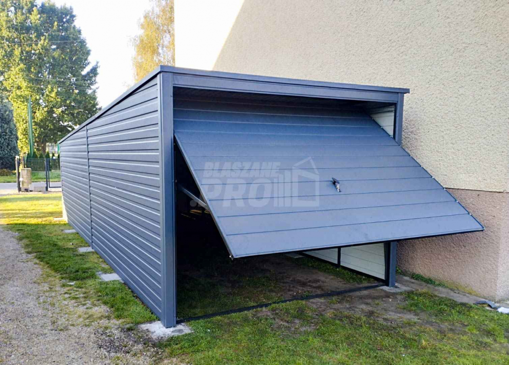 Garaż blaszany 3x8m  Brama uchylna  Antracyt Dach spad w tył GP224 Nowy Tomyśl - zdjęcie 2