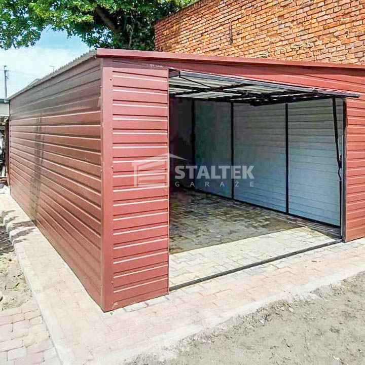 Garaż Blaszany 4,5x7m Brama uchylna - Ciemny Brąz - Dach  ST140 Elbląg - zdjęcie 4