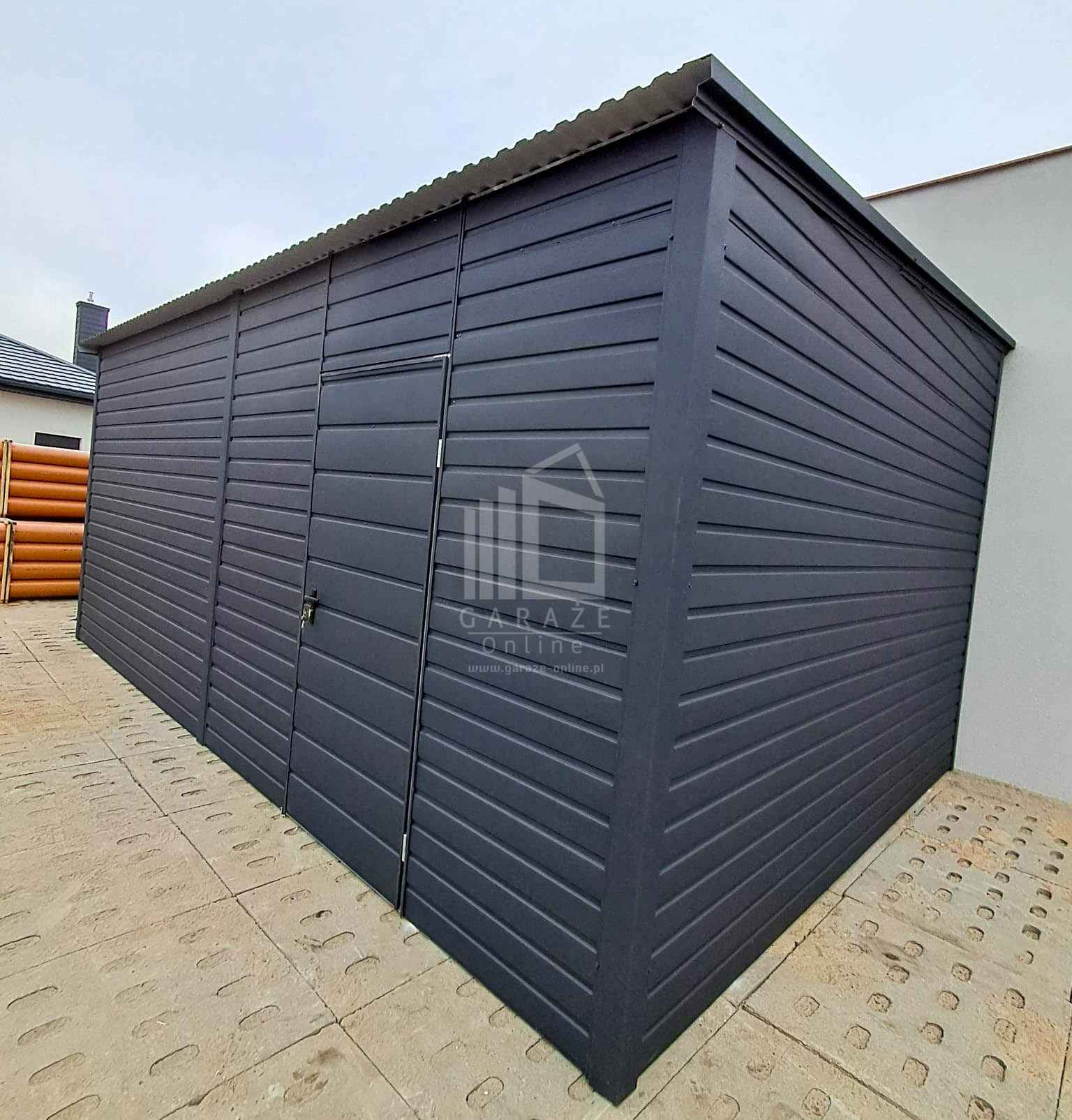 Garaż blaszany 3x7m - Brama dwuskrzydłowa drzwi dach spad w bok ID966 Żary - zdjęcie 2