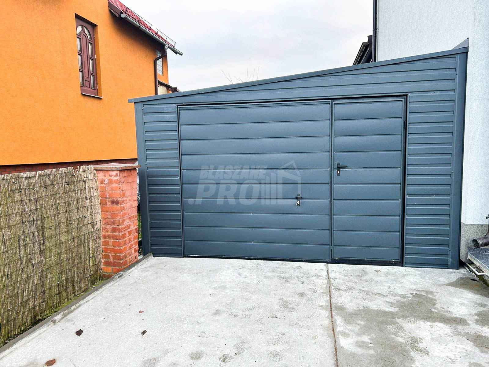 Garaż Blaszany 4x6 Brama uchylna Drzwi Antracyt dach Spad w bok GP252 Legnica - zdjęcie 4
