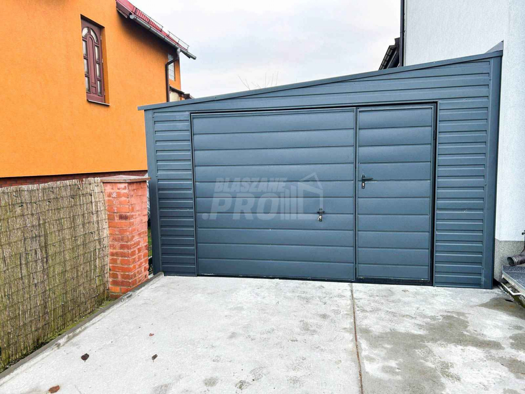 Garaż Blaszany 4x6 Brama uchylna Drzwi Antracyt dach Spad w bok GP252 Legnica - zdjęcie 4