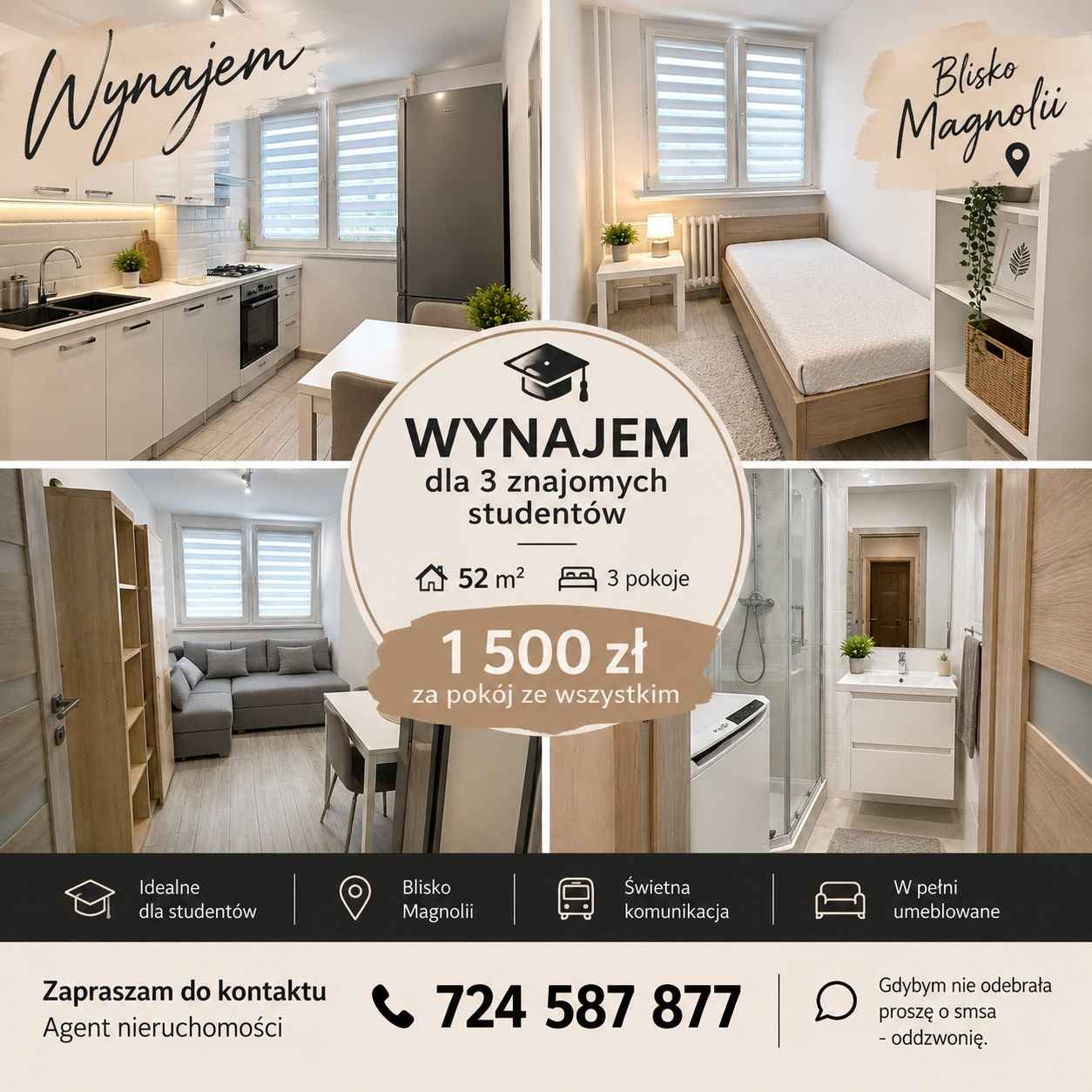 3pok, 52met, okolice Magnolii ROZKŁAD (Wrocław) Stare Miasto - zdjęcie 1