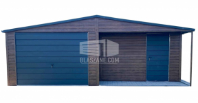 Garaż Blaszany 7x6 + wnęka 0,5x3,5m Antracyt drewnopodobny Rynny BL157 Malbork - zdjęcie 1