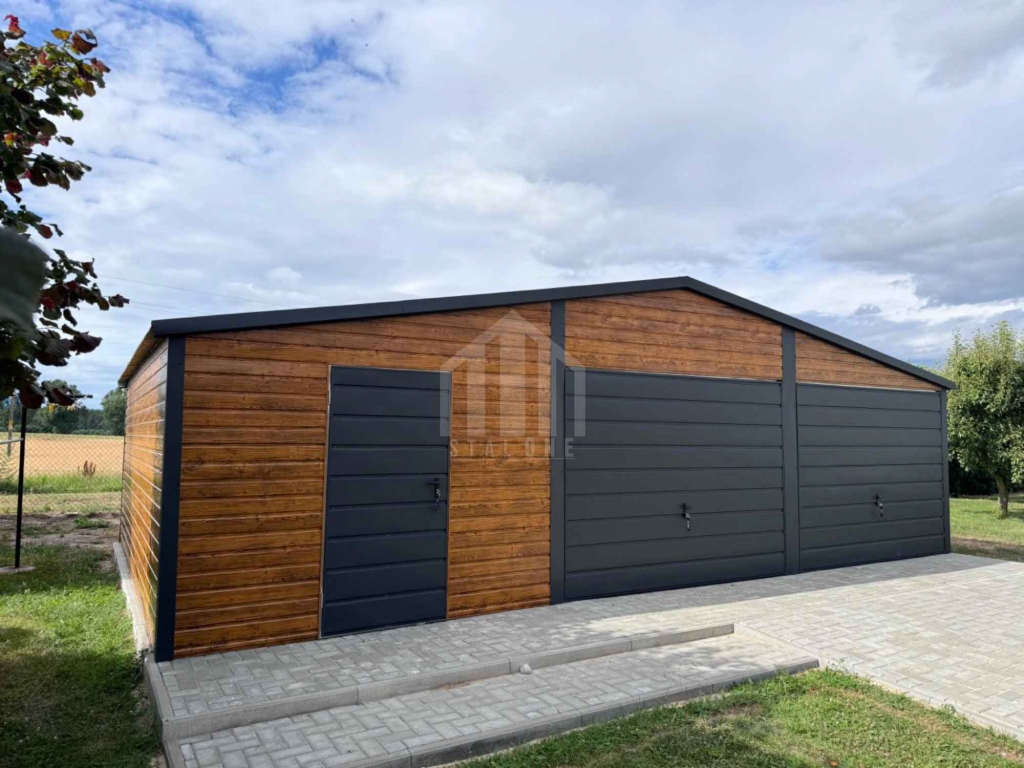 Garaż blaszany 9x5m - 2x brama uchylna - drzwi - jasny orzech SO109 Zielona Góra - zdjęcie 3