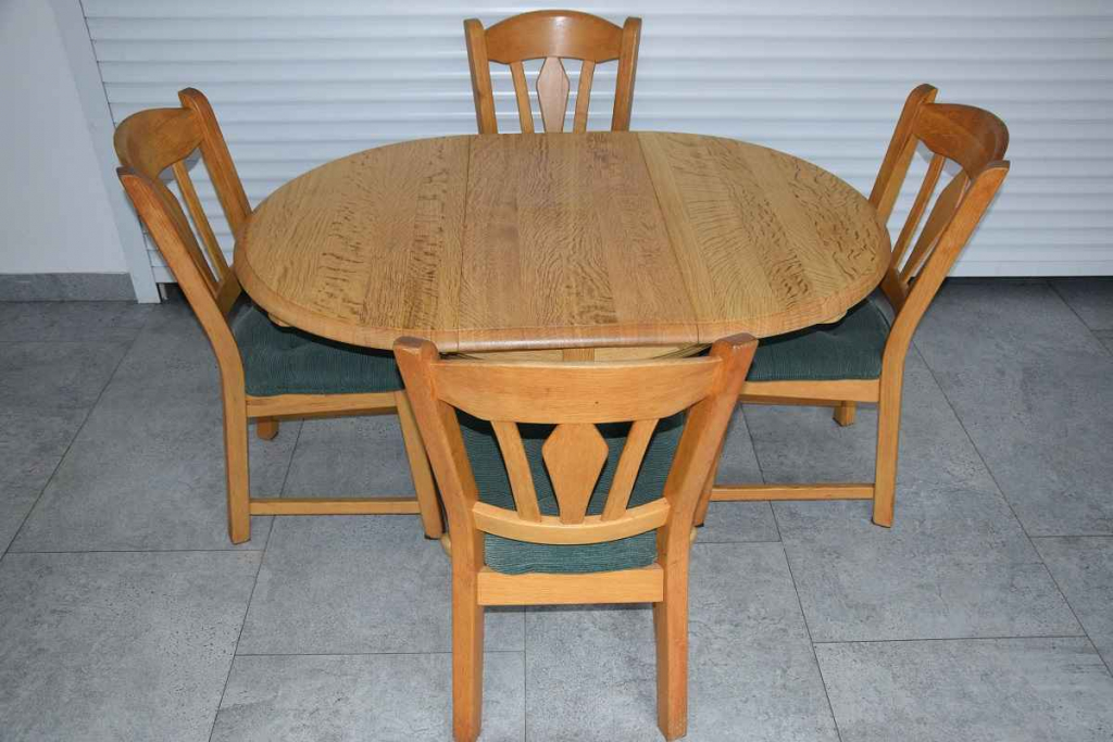 stół rozkładany i 4 krzesła - cały komplet z drewna dębowego Olsztyn - zdjęcie 5