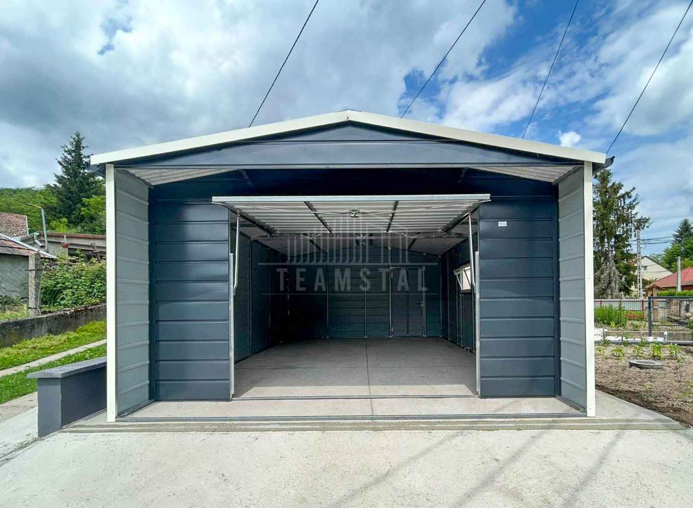 Garaż blaszany 5x5 m 2x wiata brama  drzwi okno dach rynny TS1306 Miastko - zdjęcie 2