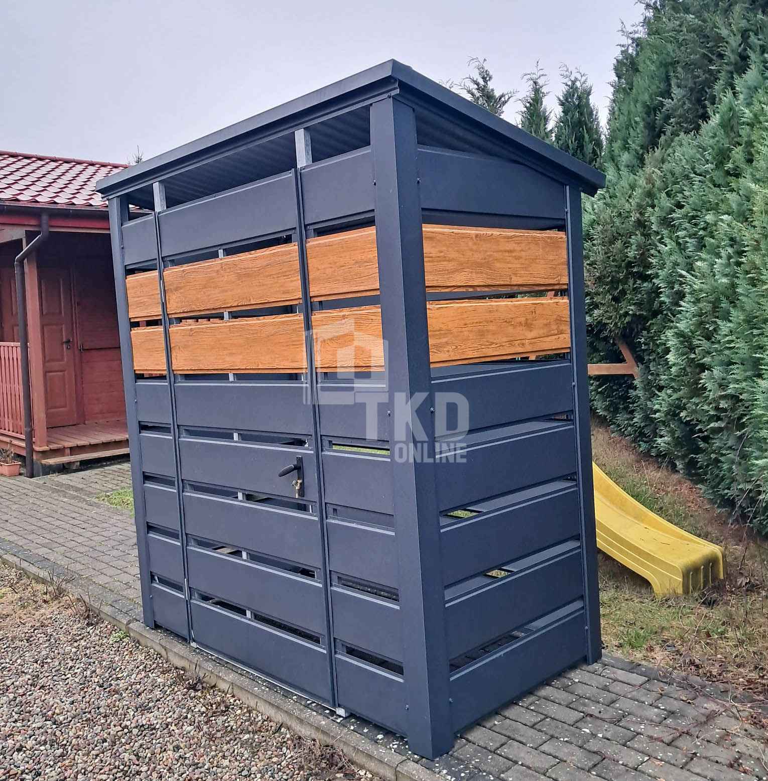Wiata śmietnikowa 1,6x0,8m Antracyt + jasny orzech TKD395 Ruda Śląska - zdjęcie 3