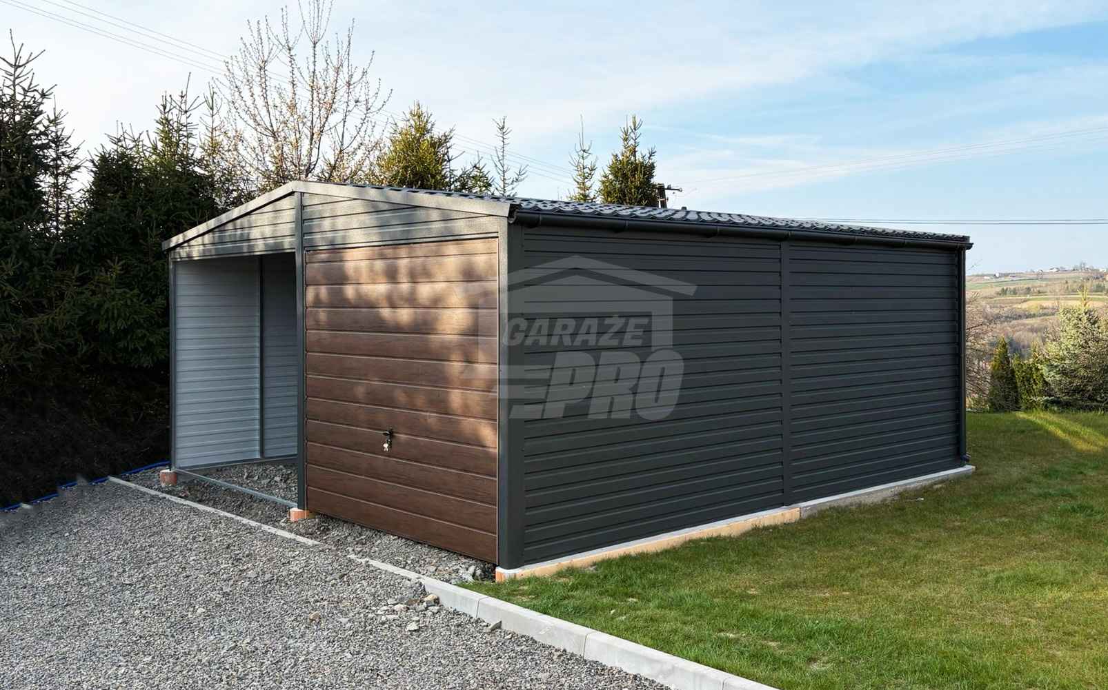 Garaż blaszany 6x6 m - 2x brama ściana działowa dach rynny GP744 Nysa - zdjęcie 5