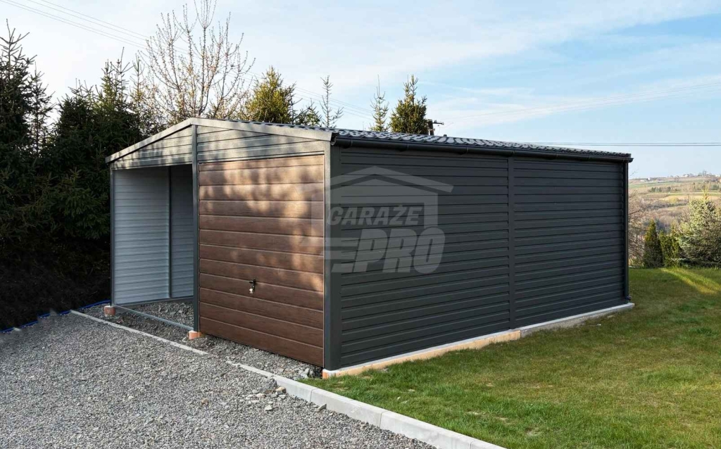 Garaż blaszany 6x6 m - 2x brama ściana działowa dach rynny GP744 Nysa - zdjęcie 5