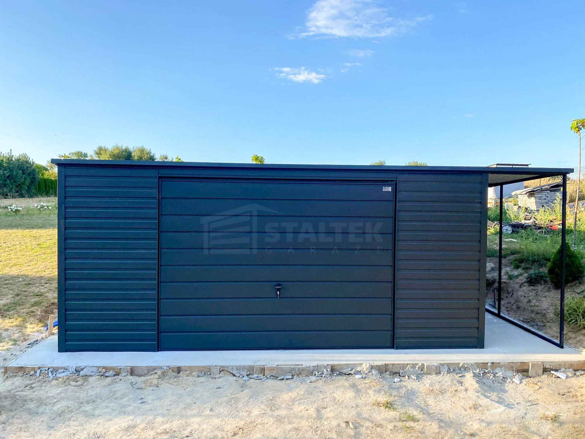 Garaż blaszany 5x6m - wiata 1m - brama - antracyt - dach ST194 Łańcut - zdjęcie 4
