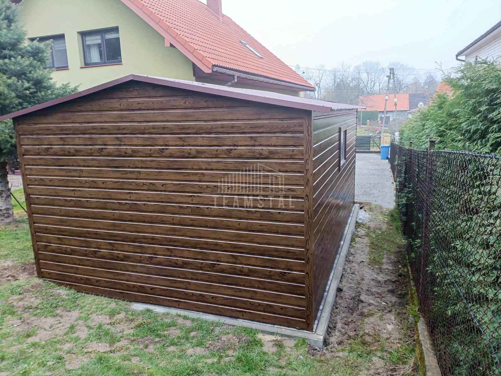 Garaż blaszany 4x6m Brama uchylna drzwi okno drewnopodobny dach TS895 Szczecin - zdjęcie 6