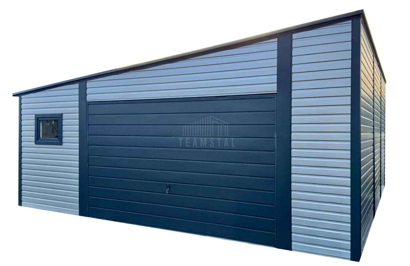 Garaż blaszany 7x9m - brama uchylna - drzwi - 3 x okno  dach TS1211 Ciechanów - zdjęcie 1