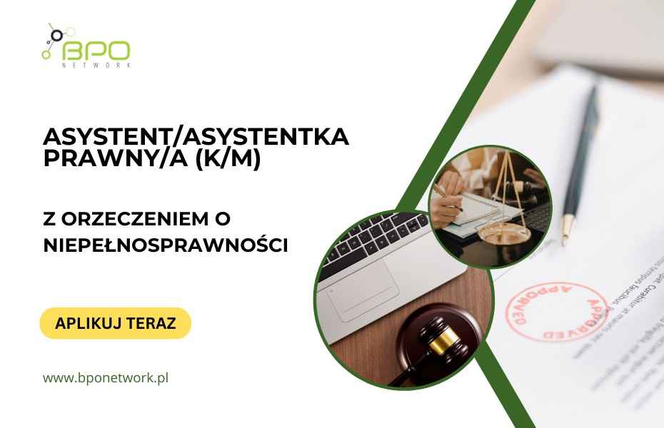 Asystent Prawny (K/M)  z orzeczeniem - hybrydowo Warszawa/mazowieckie Ochota - zdjęcie 1