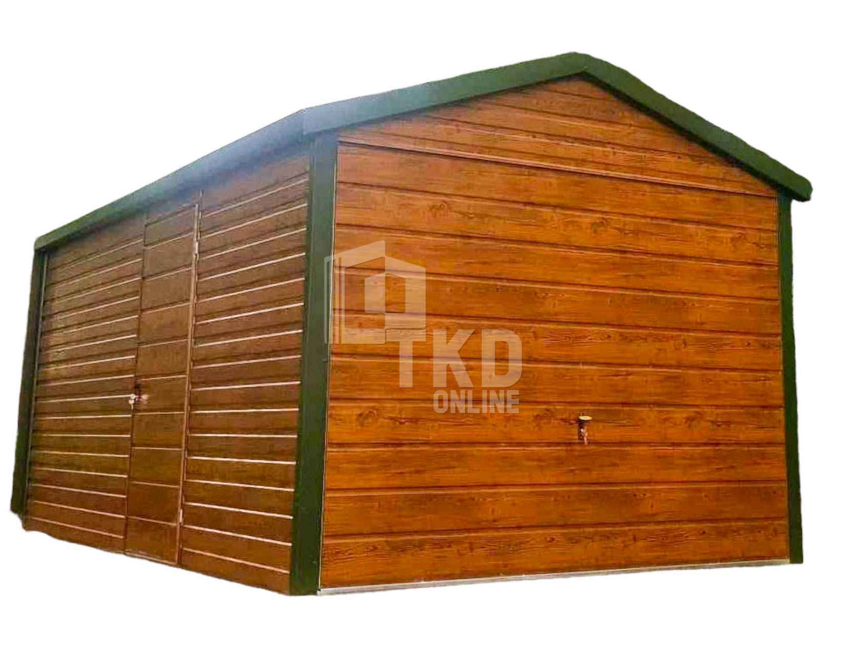 Garaż blaszany 3x5  brama uchylna  Drewnopodobny blachodachówka TKD134 Rzeszów - zdjęcie 1