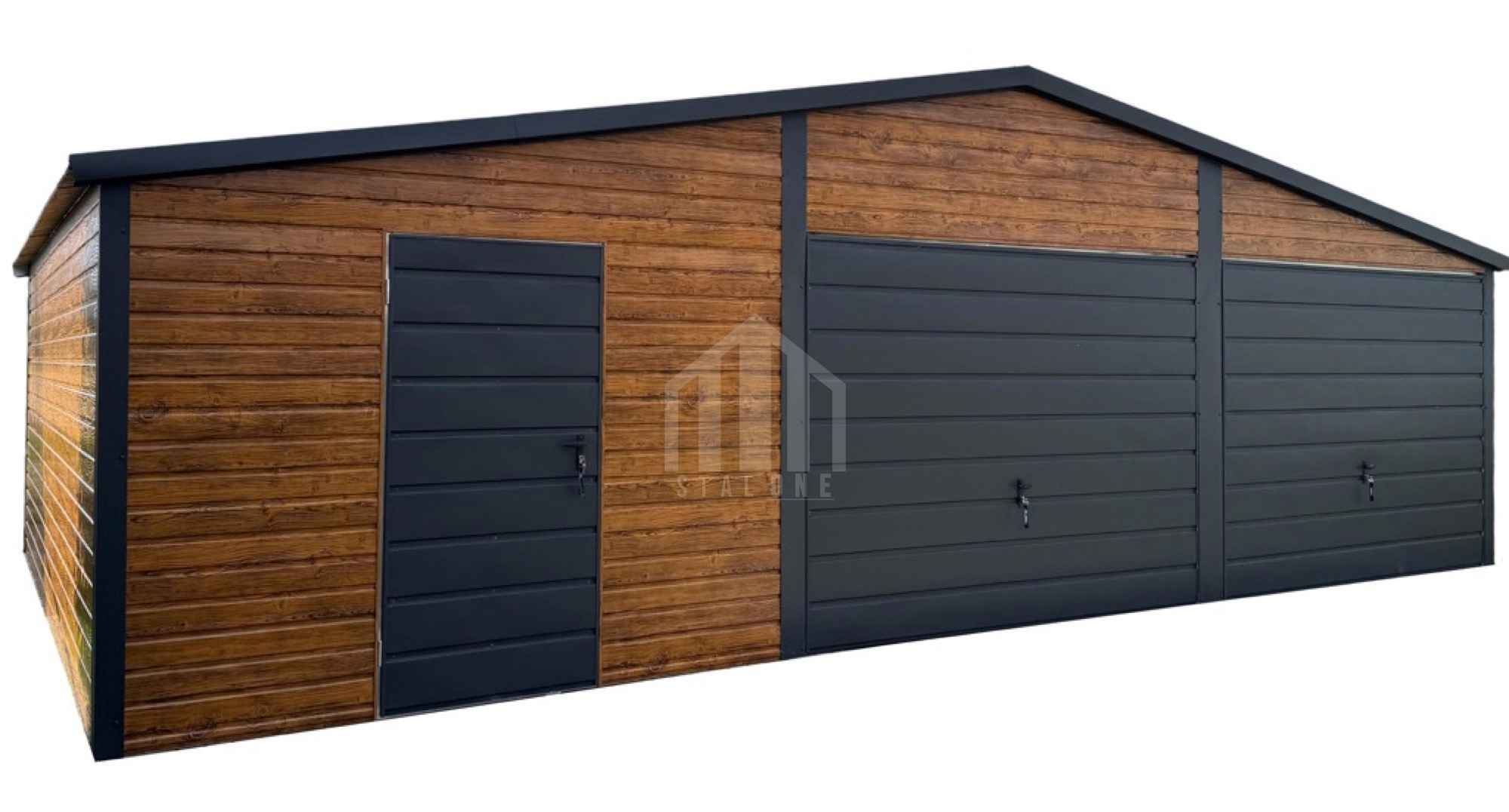 Garaż blaszany 9x5m - 2x brama uchylna - drzwi - jasny orzech SO109 Zielona Góra - zdjęcie 1