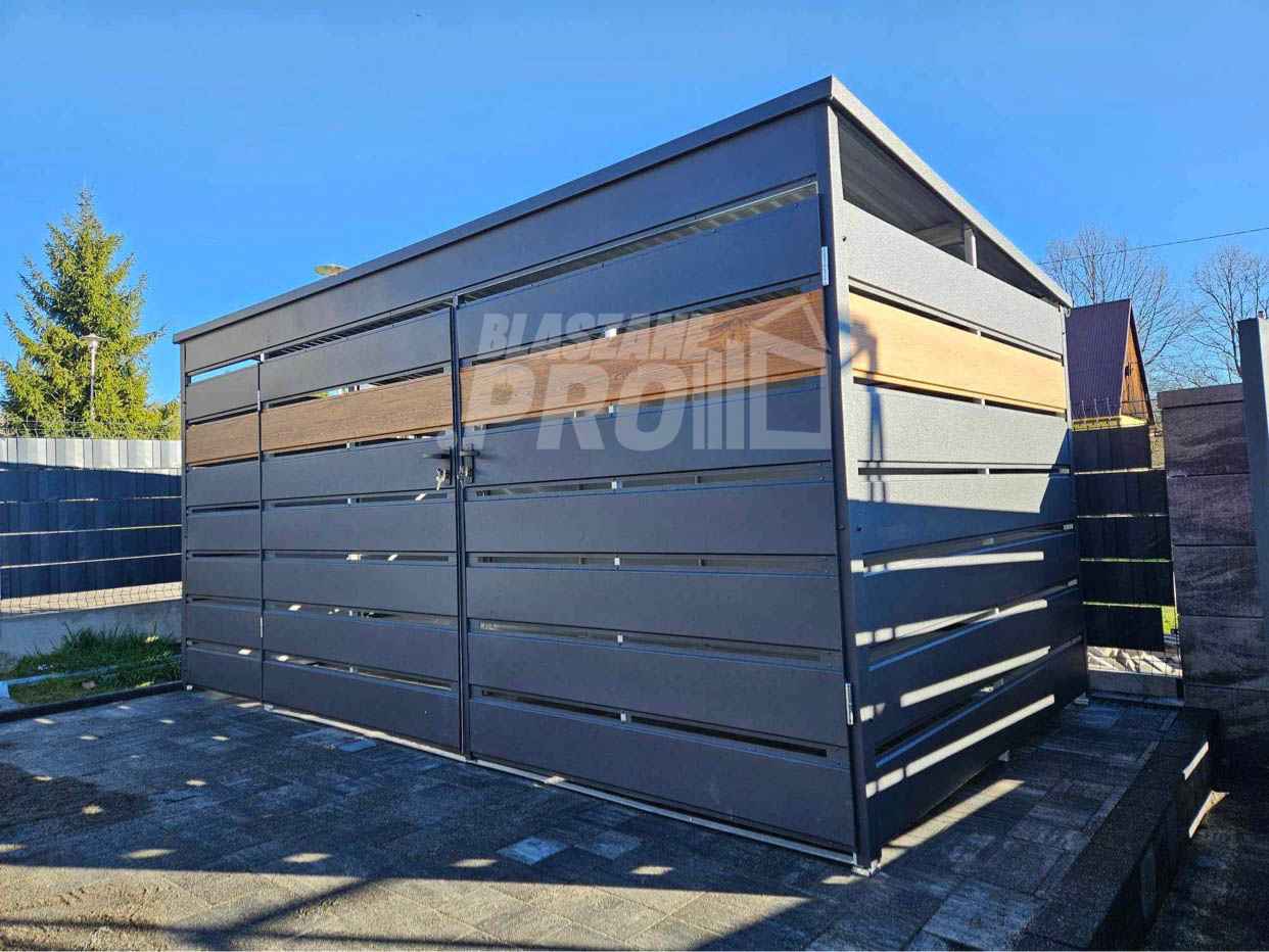 Wiata śmietnikowa 4x2,1m Antracyt jasny orzech Schowek ogrodowy GP358 Otwock - zdjęcie 8