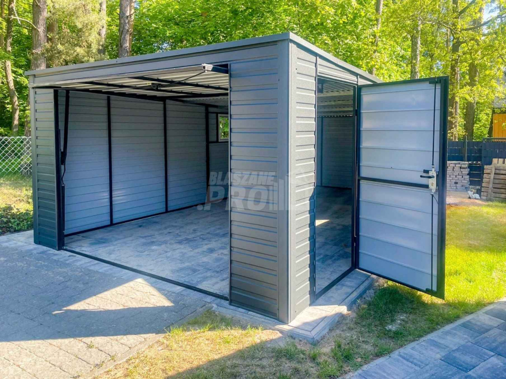 Garaż Blaszany 4x8m Brama Uchylna 2x Okno Drzwi Dach Spad w tył GP407 Sieradz - zdjęcie 2