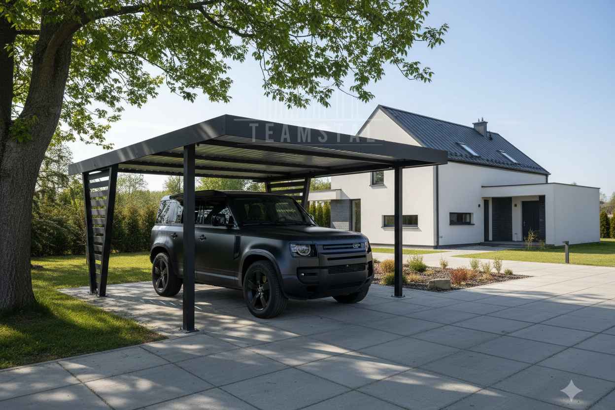 Carport V PREMIUM 4x4,5m Wypełnienie panelami Wiata samochodowa TS1259 Gdańsk - zdjęcie 2