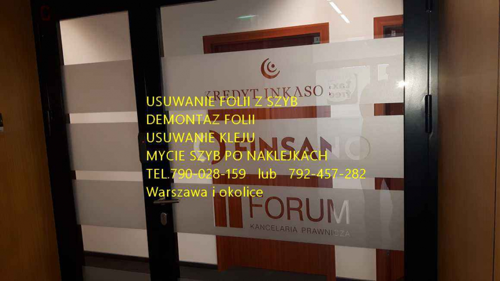 Usuwanie, demontaż folii , reklamy z szyb, witryn, przeszkleń -Usługa Białołęka - zdjęcie 5