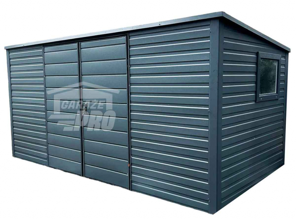 Domek ogrodowy - Schowek Garaż 5x2  Antracyt - dach Spad w tył GP251 Sieradz - zdjęcie 1